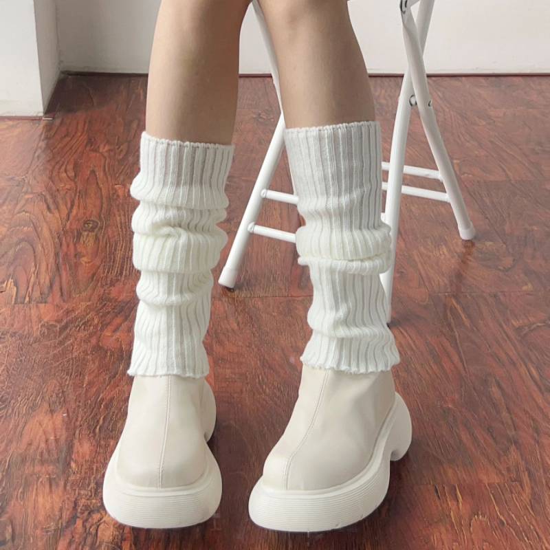 针织jk袜套袜子女白色长筒小腿袜腿套春秋保暖Lolita堆堆袜洛丽塔
