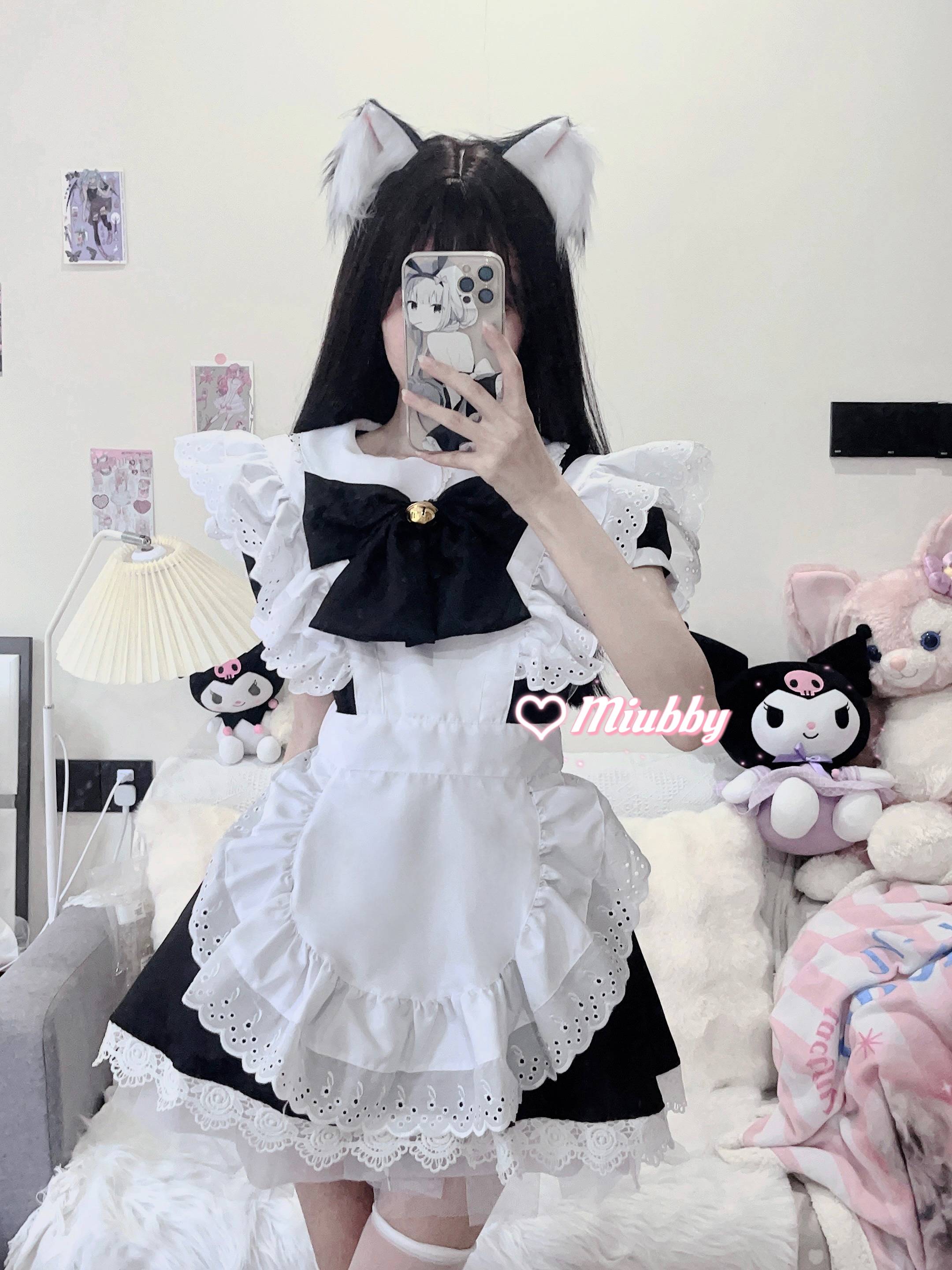「格兰堡少女」可爱大蝴蝶结女仆装lolita软妹cos连衣裙