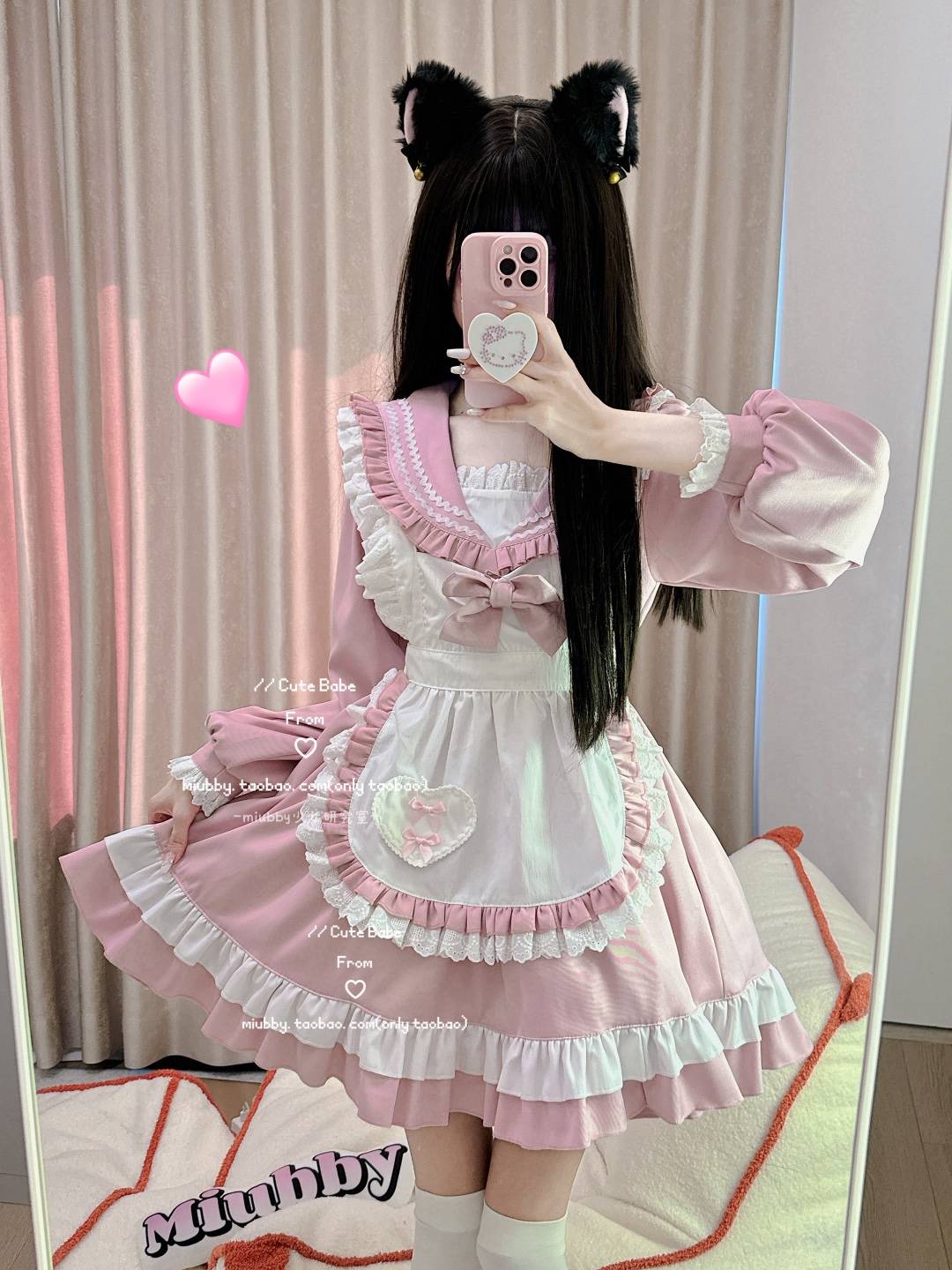「少女水手」日系粉蓝长袖jk女仆装cos学院风lolita连衣裙